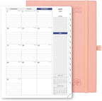 POPRUN Monthly Planner 2025-2026, 8.5'' x 11.25'', 13-Monthly Calendar (July 2025-July 2026) 15-Minute Hourly Appointment Book with Stair Tabs, Soft Cover, 100GSM Paper - Soft Pink
