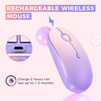 VssoPlor Type C Wireless Mouse, USB C MacBook Wireless Mouse Dual Mode 2.4G Cordless Mice with Nano USB and Type C Receiver Compatible with PC, Laptop, MacBook, ipad-Gradient Purple