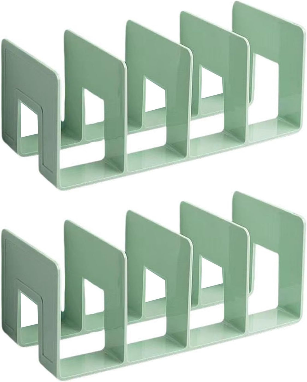 2PCS Acrylic File Organizer for Desk, Desktop Document/Mail Organizer, 4 Compartments Plastics Invisible Bookshelf Floating (12.5" x 5.7" x 5", Green)