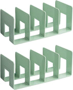 2PCS Acrylic File Organizer for Desk, Desktop Document/Mail Organizer, 4 Compartments Plastics Invisible Bookshelf Floating (12.5" x 5.7" x 5", Green)