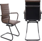 Heavy Duty Office Chair Reception Chairs Leather Conference Chairs Back Support Guest Chair, Set of 2 (Vintage Brown)