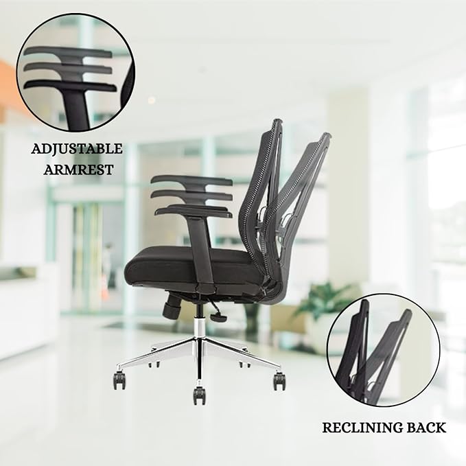 Ergonomic Conference Room Chair Mesh Back with Seat Slide - Adjustable Lumbar Support Computer Desk Chair with Height Adjustable Arms - 5-Star Polished Aluminum Base (Pack of 2)