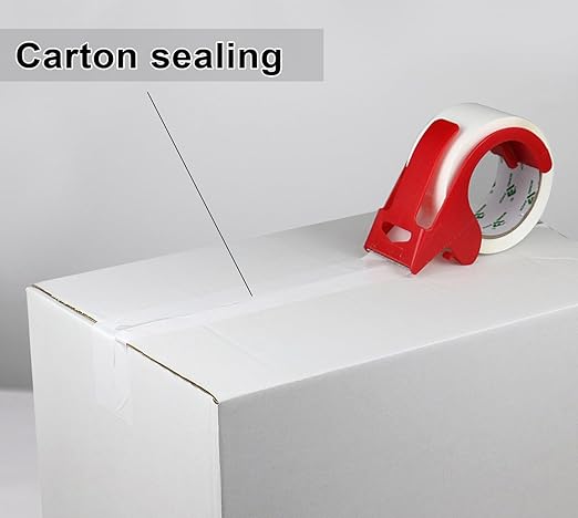 BOMEI PACK White Packing Tape with Dispenser, 2.4 Mil 1.88 Inch x 60 Yards, 6 Refills Rolls White Tape for Box Moving, Shipping and Packaging