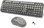 Wireless Keyboard and Mouse Combo, 2.4 GHz Wireless Full-Sized Typewriter Keyboard with Round Keycaps for Windows, Computer, Desktop, PC, Laptop (Grey)