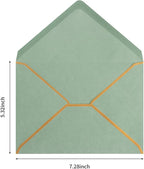 Homtable 50 Pack Sage Green A7 Envelopes 5 x 7 Self-Adhesive V Flap Envelopes with Gold Border for Office, Greeting Card, Wedding, Graduation, Baby Shower, Parties, Invitations (Sage Green, 5x7)
