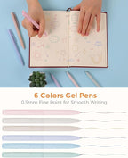 SKYDUE Cute School Supplies 44 PCS, Aesthetic Pencil Case with 12 Pastel Highlighters, 5 Black Gel Pens, 6 Color Gel Pens & Mechanical Pencils, College Essentials Students Stationary Set Pink