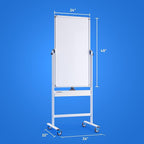 Rolling Dry Erase Board 24 x 48 - Large Portable Magnetic Whiteboard with Stand - Double Sided Easel Style Whiteboard with Wheels - Mobile Standing White Board for Office, Classroom & Home