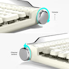 ACTTO B705 Retro Typewriter Keyboard Bluetooth,Vintage Mechanical Keyboard with Tablet Stand,LED Backlight 100 Keys Gaming Keyboard for Windows/macos/iOS/Android,Blue Switch (Ivory Butter)