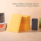 Fuxury Kraft Bubble Mailer 6x10 Inch 50 Pack，Strong Adhesion Padded Envelopes,Self Seal Bubble Envelopes, Waterproof Cushioned Bubble Mailers Packaging for Small Business，Bulk #0 Mailers Yellow