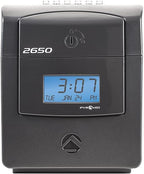 Pyramid Time Systems - Pyramid Technologies 2650 Pro Auto Aligning Time Clock, Bundle Includes: 25 Time Cards, Ribbon and 2 Security Keys - Charcoal (5 "h x 7.25 "w x 8.5" d)