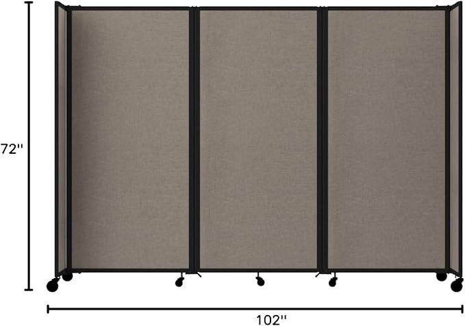 Versare Room Divider 360 Portable Wall Partition | Folding Panels | Large Freestanding Divider | Locking Wheels | Temporary Room Separator