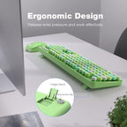 Wireless Keyboard and Mouse Combo, MOWUX Colorful Computer Full Size 2.4G Plug and Play Wireless Typewriter Keyboard and Mouse Set for Windows, Computer, Desktop, PC, Notebook (Green Colorful)