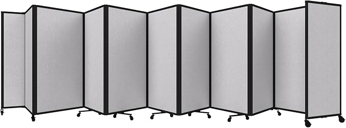 Versare Room Divider 360 Portable Wall Partition | Folding Panels | Large Freestanding Divider | Locking Wheels | Temporary Room Separator
