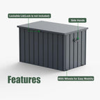 Domi Deck Box Outdoor 150 Gallon, Waterproof Lockable Steel Outdoor Storage Container for Outside Cushions, Garden Tools and Pools Equipment, Gray