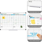 XBoard Magnetic Calendar Whiteboard 48" x 36" - 2 Month Dry Erase Board, White Board + Colorful Calendar Board, Silver Aluminium Framed Monthly Planning Board