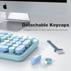 Wireless Keyboard and Mouse Combo, MOWUX Colorful Computer Full Size 2.4G Plug and Play Wireless Typewriter Keyboard and Mouse Set for Windows, Computer, Desktop, PC, Notebook (Blue Colorful)