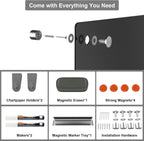 Large Black Glass Dry Erase Board, 72 x 48 Inches Magnetic Glass whiteboard,6' x 4' Frameless Blackboard for Office,Home,School