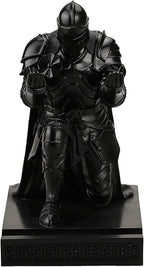 Medieval Armored Warrior Wearing Outerwear, Mobile Phone Stand Knight Pen Holder Desk Organizers, Resin Bookends Paperweight with a Letter Opener for Desk (Black)
