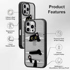 MOSNOVO Case for iPhone 16 Pro Max, [10ft 4X Military-Grade Drop Protection] Durable & Shockproof Phone Case Cover Design for iPhone 16 Pro Max - Hidden Black Cat - Clear Black