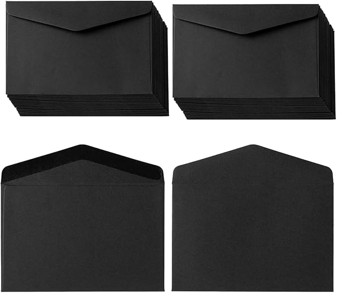 120 Pack Mini Envelopes Small Envelopes Self-Adhesive Kraft Paper Tiny Pockets for Business Cards Christmas Holiday Small Gift Cards Invitations Cards(4.13"×2.76") (Black)