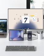 FENIFOX Wireless Keyboard, Bluetooth + USB Ergonomic Silent Quiet Rechargeable with Number Pad Compact Full Size Multi Device Keyboards for iPad Tablet Mac Computer Surface PC MacBook Laptop Blcak