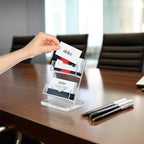 NIUBEE Acrylic Business Card Holder for Desk 2 Tier Clear Gift Card Display, Business Card Stand for Office Exhibition, 130 Cards Capacity, 2 Slots