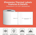 960 pcs Thermal Sticker Barcode Label Paper, Phomemo Multi-Purpose Self-Adhesive Tag for M110/M220/M108/M250/M260/M120/M150 Label Maker Machine, 1.18'' x 0.78"(30X 20mm),320 Pcs/Roll, Black on White