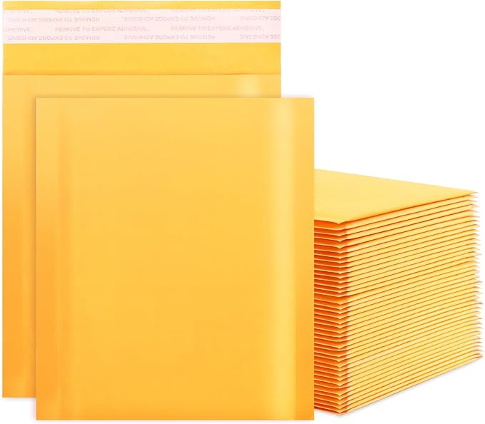 Kraft Bubble Mailers 6x10 Inch 50Pack Yellow Self-Seal Padded Envelopes Bubble Opaque Padded Mailers Shipping Bags for Small Businesses to Package and Mail Jewelry Cosmetics, Electronic Products