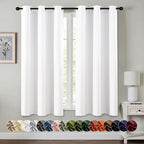 MIULEE Pure White Room Darkening Curtains for Bedroom Living Room 63 Inches Long 2 Panels, Thermal Insulated Energy Saving Drapes Solid Grommet Top Noise Reducing Window Treatments 40x63 Inch