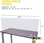 OBEX Acrylic Free Standing Screen, Divider for Desk Privacy Home & Office Partitions for Table Top Workstation, Portable Cubicle Panel for Work, 24" x 48", Clear