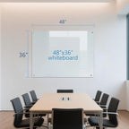KIZZBY Glass Dry Erase White Board - Magnetic Boards for Wall, 48"x36" Large Frameless Whiteboard for Office, Home & School