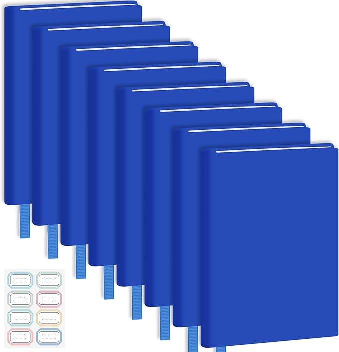 Jumbo Book Covers 8 Pack Reusable Fabric Book Cover Protective Books Covers 9 x 11 Inch Blue Stretchable Books Sleeve Cover with Label Sticker for Most Hardcover Textbooks Up to 10 x 12.5 Inch
