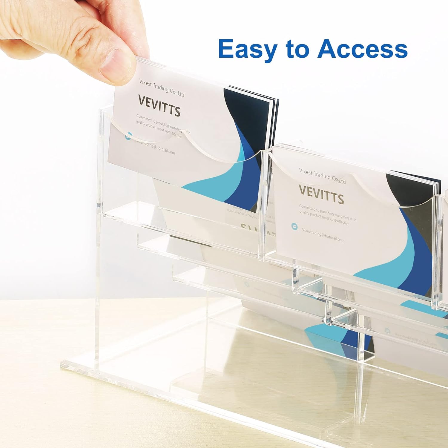 Business Acrylic Card Holder Display for Desk, 12 Slots 4 Tiers Multiple-Clear Acrylic Business Card Stand Set, Holds Approximately 600 Cards