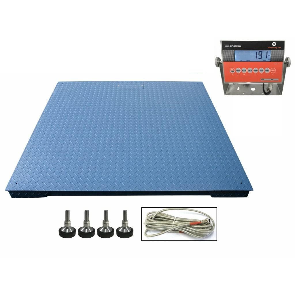 SL-4x4-Explosion Proof (Legal) Industrial 48" x 48" intrinsically Safe NTEP Floor Scale for Warehouse or Shipping Weighing (2500 lbs x 0.5 lb)