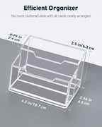 Uniclife Acrylic Business Card Holder for Desk 2 Slots Clear Business Card Display Stand for Men & Women Desktop Business Card Organizer Card Stand for Office Home Exhibition, 120 Card Capacity