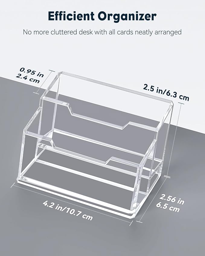 Uniclife Acrylic Business Card Holder for Desk 2 Slots Clear Business Card Display Stand for Men & Women Desktop Business Card Organizer Card Stand for Office Home Exhibition, 120 Card Capacity