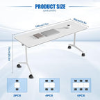 Conference Table, Folding Conference Desk Modern White, Seminar Table with Wheels, 2-10 People for Office, Meeting Break Room (2, 1915, 71IN)