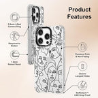 MOSNOVO Case for iPhone 16 Pro, [Buffertech 6.6ft Military-Grade Drop Protection] [Anti Peel Off Tech] Clear TPU Bumper Phone Case Cover Design - Abstract Face Line Art