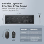 iClever Wireless Keyboard and Mouse, GK08 Rechargeable Keyboard Mouse Combo, Ergonomic, Quiet, Full Size Design with Number Pad, 2.4G Connection for Mac, Windows and Computer