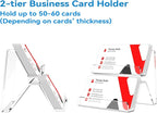 Acrylic Business Card Holder, 2-Tier Business Card Display, Clear Business Cards Stand for Desk & Counter, 2 Pack