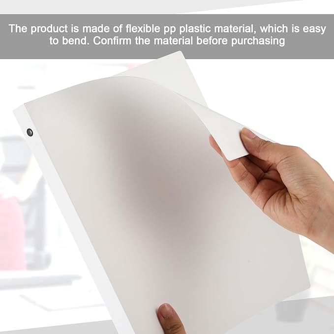Henoyso 16 Pcs 3 Ring Binder 1/2'' Round Fits Letter Size 8. 5'' x 11'' Paper Plastic Flexible Binder Holds 100 Sheets with 1 Pockets Versatile Organizer for Office Home School (White)