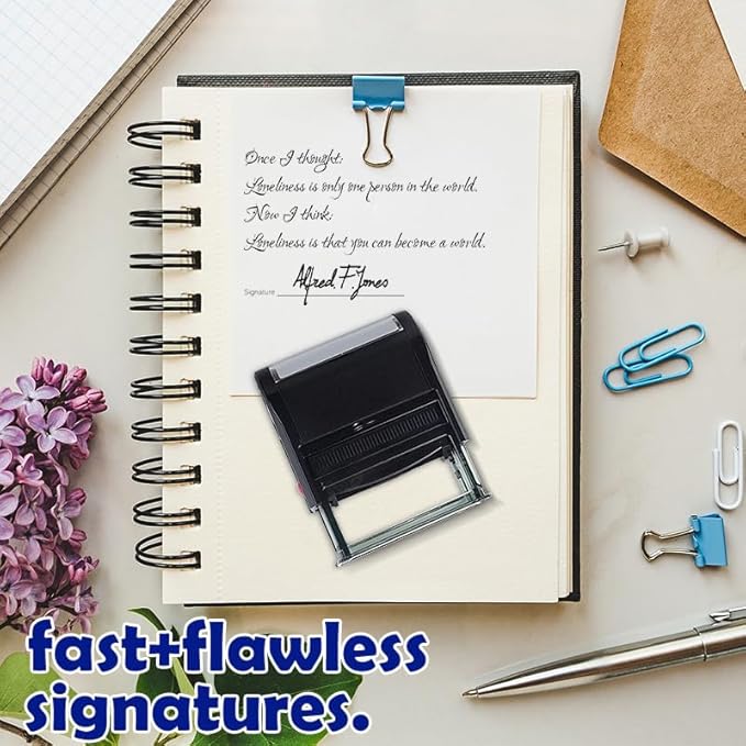 Personalized Self-Inking Signature Stamp, Custom Signature Stamp for Signing Your Name and Documents — Multiple Sizes, 5 Ink Colors