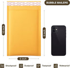 UCGOU Kraft Bubble Mailers 6x10 Inch 100 Pack Usable Size 6x9 Inch Yellow Padded Envelopes #0 Small Business Mailing Packages Self Sealing Tear Resistant Boutique Shipping Bags for Jewelry Supplies