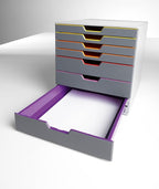 Durable Varicolor 7 Drawer Unit - Gray Desktop Drawer Set with 7 Color Coded Draws - Letter to Folio Size Files - Perfect for Storing Documents and Paper Work