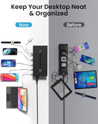 200W USB~c Charging Station, 20 Port (10 USB A & 10 USB~C Port) USB Charger Block, Fast Charging Station for Multiple Devices, Desktop Charger Compatible for iPhone, iPad, Tablets