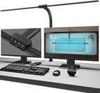 Double Head Desk Light with Clamp, LED Desk Lamp with Remote Control, Tall Double Head Desk Lamp with Clamp, 10 Brightness Modes & 10Colors, Adjustable Desk Light for Work & Study