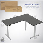 VIVO Electric Corner L-Shaped 63 x 55 in Standing Desk, Memory Height Adjustment, Black Top Gray Frame, DESK-E3CTGB