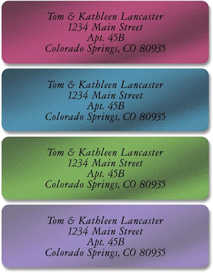 Colorful Images Metallic Rainbow Foil Rolled Return Address Mailing Labels with Dispenser, Customize with Name & Shipping Address, 250 Self Adhesive, Easy Peel Sticker Label Roll, 3/4" x 2 1/2"
