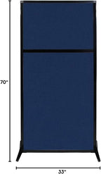 Versare Workstation Partition | Portable Wall Divider | Modern Office Cubicle | Free Standing Privacy Screen | Flexible Work Space | 33" x 70" Navy Blue Fabric Panels