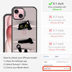 MOSNOVO Case for iPhone 15, [10ft 4X Military-Grade Drop Protection] Durable & Shockproof Phone Case Cover Design for iPhone 15 - Hidden Black Cat - Clear Black